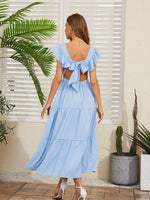 Flutter Sleeve Cutout Summer Midi Dress