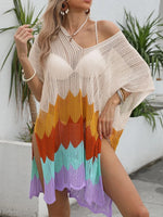 Openwork V-Neck Half Sleeve Cover-Up - Ladyez