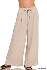 Zenana Woven Airflow Drawstring Pants
