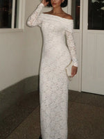 Elegant Off-Shoulder Lace Maxi Bodycon Dress