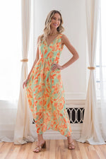 Sew In Love Printed V-Neck Sleeveless Dress - Ladyez