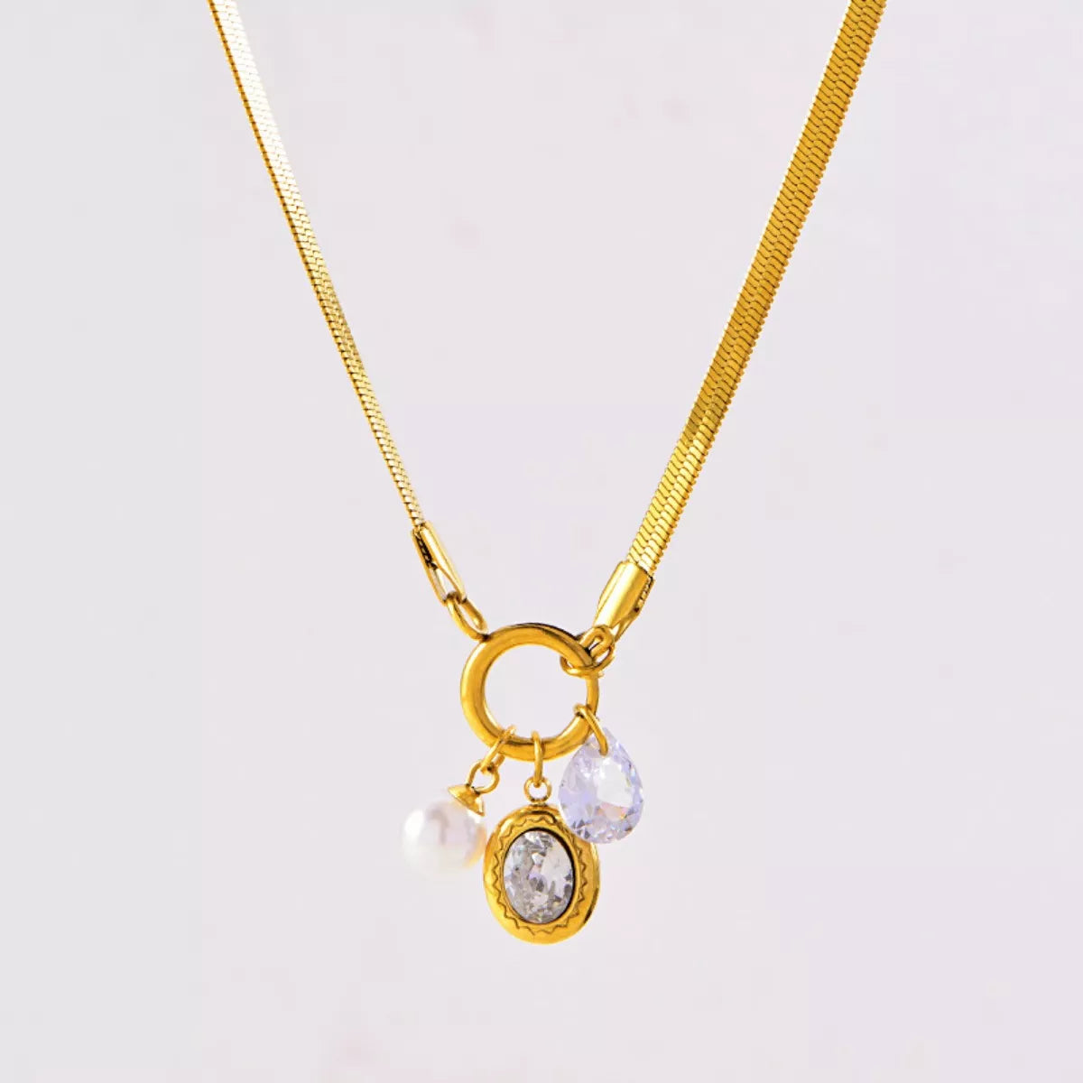 18K Gold-Plated Herringbone Chain Necklace