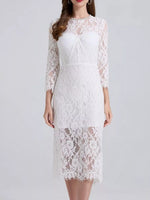 Lace Long Sleeve Midi Dress