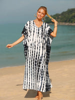 Tie-Dye V-Neck Half Sleeve Cover-Up - Ladyez