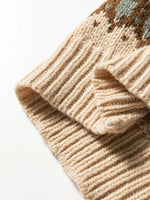 Western Pattern Knitted Button V Neck Cardigan Sweater