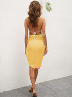 Rainbow Pompom Trim Swim Skirt - Ladyez