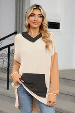 Contrast Hooded Long Sleeve Top