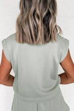 Quarter Zip Sleeveless Top Drawstring Shorts Casual 2pcs Outfit