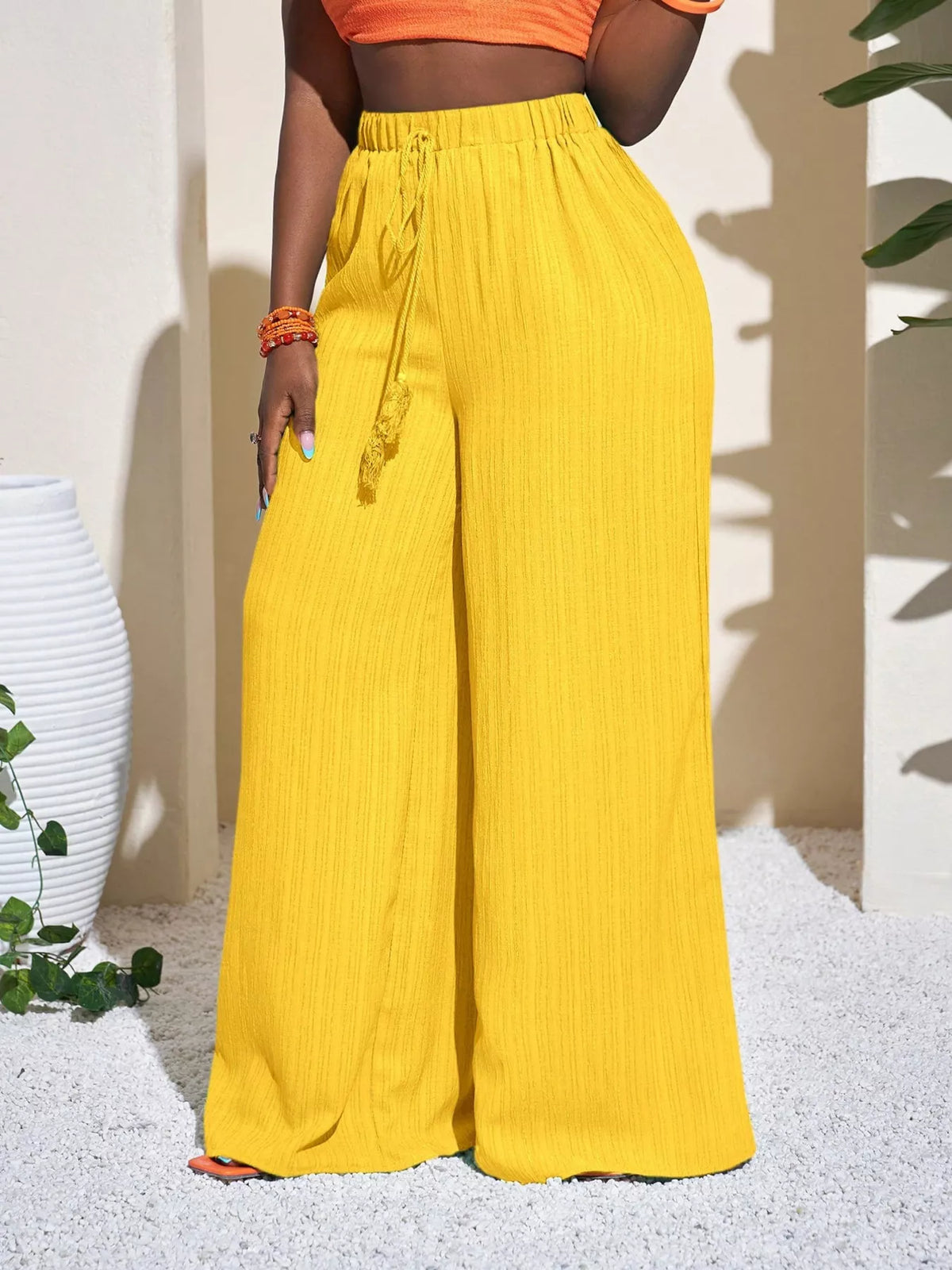Wide-Leg Pants with Drawstring