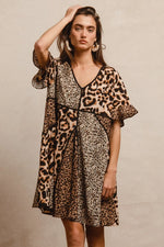 BiBi Leopard Prints Mix and Match Short Sleeves Dress