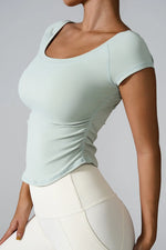 Round Neck Short Sleeve Active T-Shirt - Ladyez