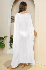 V-Neck Three-Quarter Sleeve Cover-Up - Ladyez
