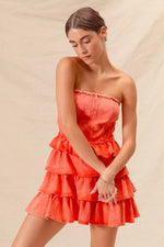 SO ME Strapless Ruffle Layered Game Day Cheer Up Dress