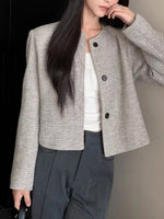 Button Up Tweed Cropped Jacket