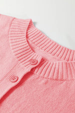 Blossom 3/4 Sleeve Boxy Knit Button Down Sweater Cardigan