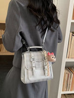 Plaid Backpack Bag with Charm