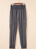 Elastic High Waist Pocketed Cargo Jogger Pants