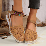 Floral Ankle Strap Espadrille Sandals