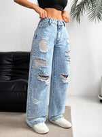 Distressed Wide-Leg Jeans