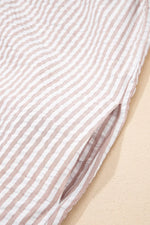 Stripe Frilled Collar Half Sleeve Shirt Dress