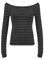 Striped Boat Neck Long Sleeve T-Shirt