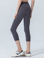 Wide Waistband Cropped Sports Leggings - Ladyez