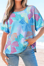 Printed Round Neck Half Sleeve Top