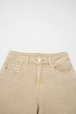 Solid Color Seamed Center Wide Leg Cropped Jeans