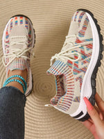 Mesh Knit Lace Up Athletic - Ladyez