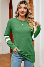 Striped Heathered Round Neck T-Shirt