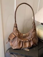 Vintage Ruched Hobo Shoulder Bag