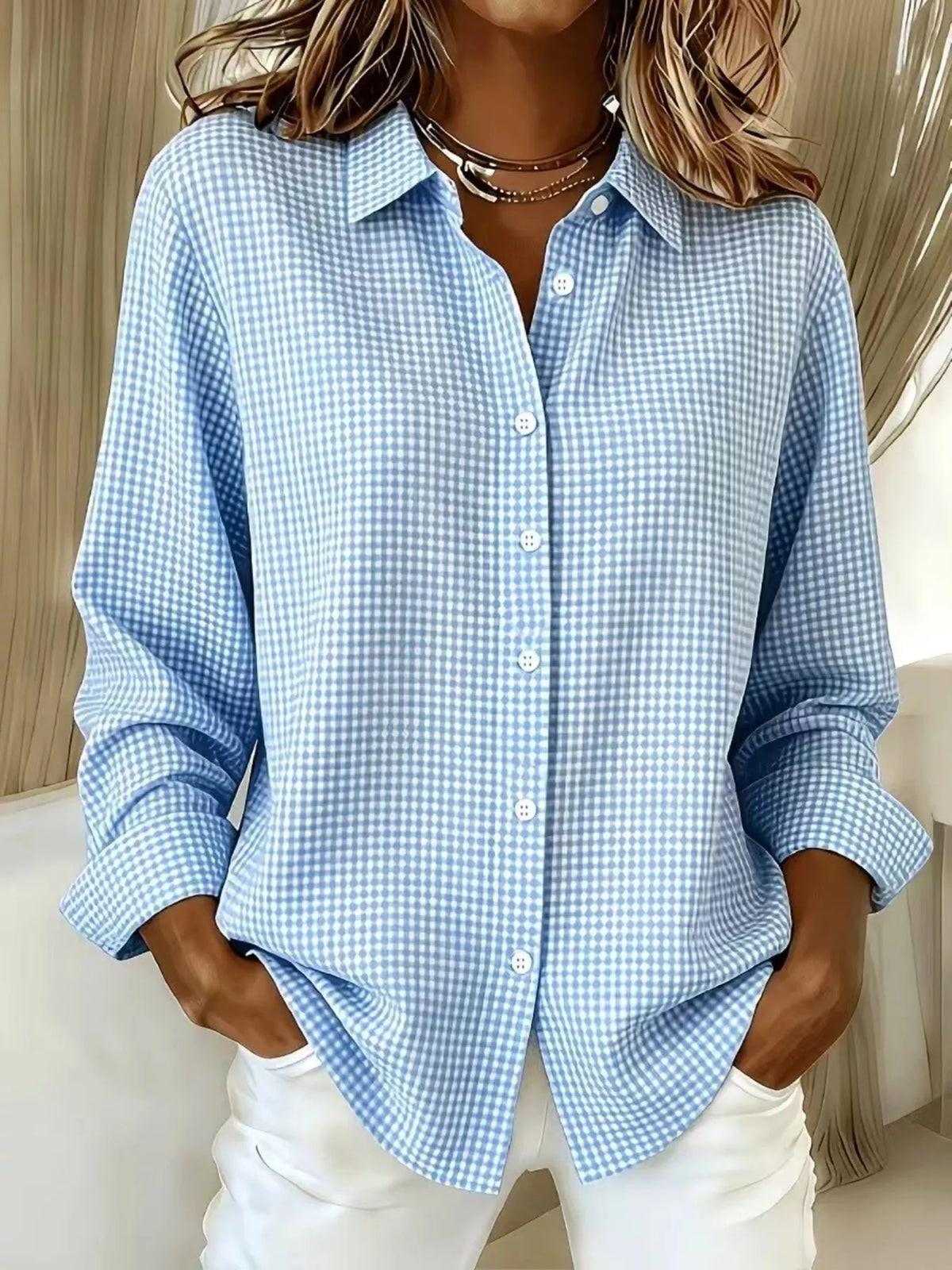 Full Size Plaid Button Up Long Sleeve Shirt Plus Size