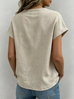 Full Size Bow Tie Neck Short Sleeve Blouse Plus Size
