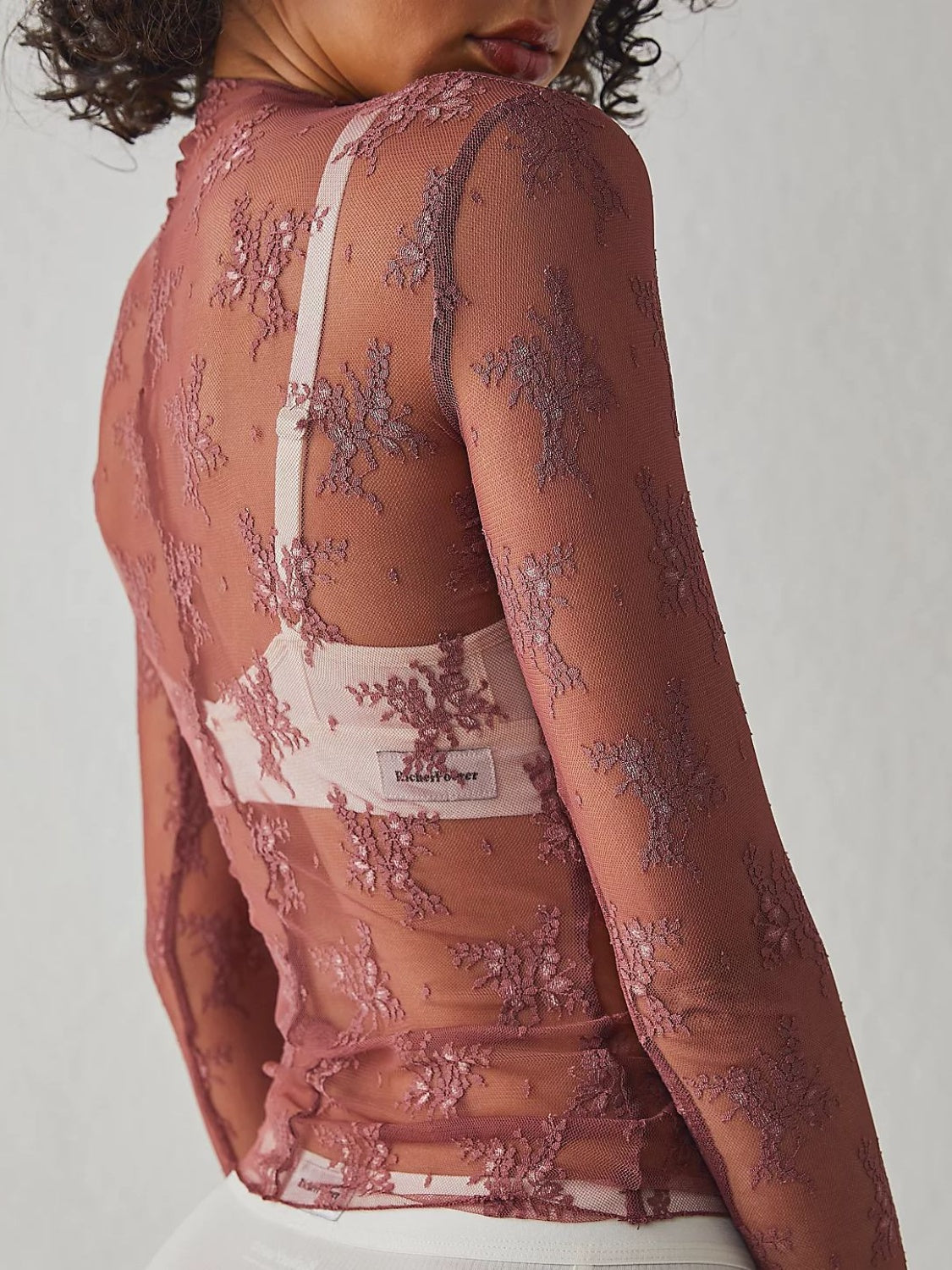 Lace Mock Neck Long Sleeve Blouse - Ladyez