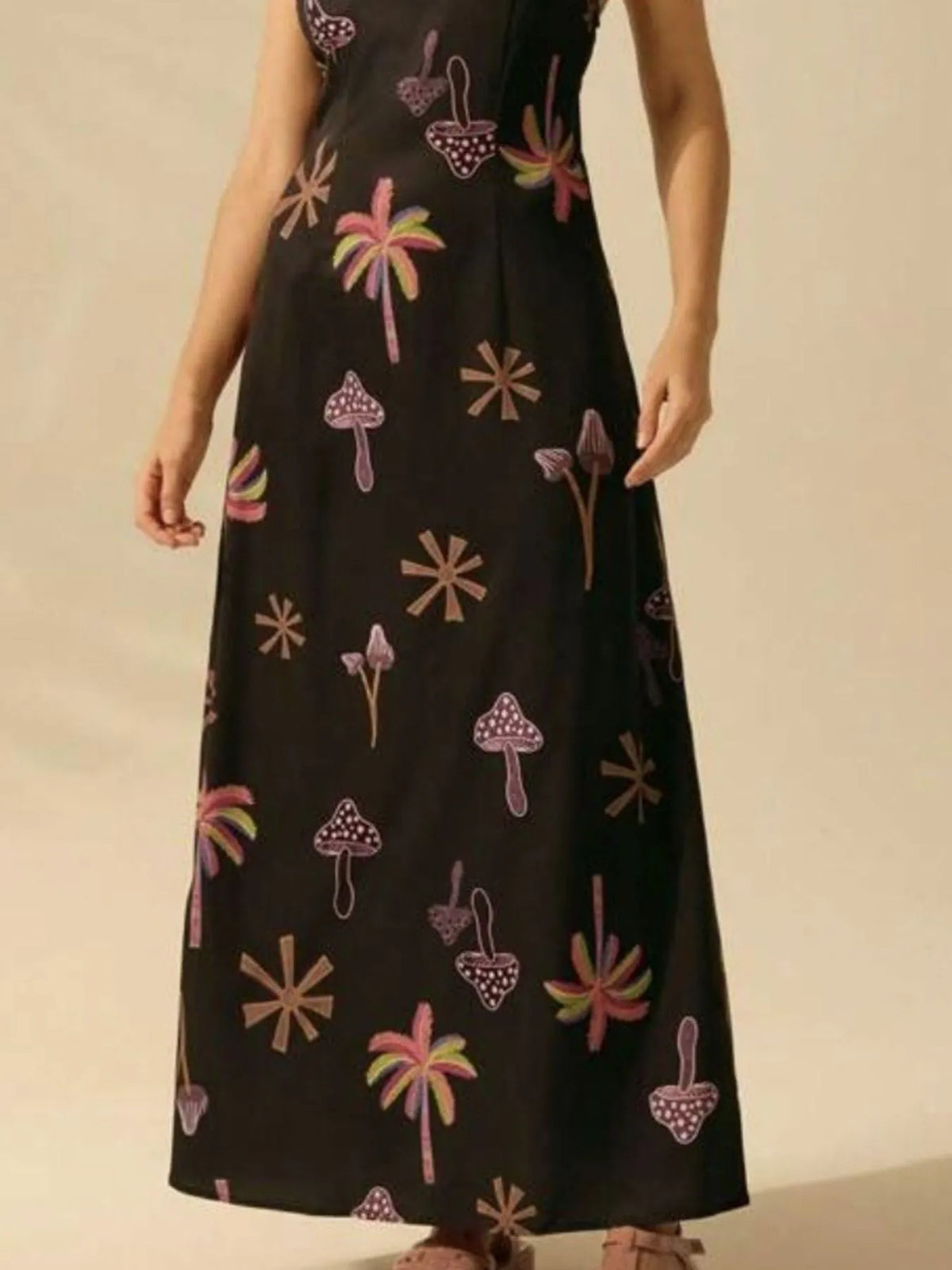 Printed Sleeveless Maxi Dress - Ladyez