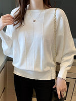 Ribbed Hem Batwing Sleeve Knit Top