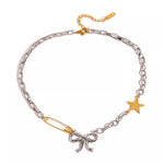 Two-Tone Bow Star Necklace