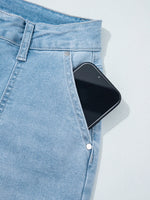 High Rise Barrel Relaxed Patch Pocket Jeans - Ladyez