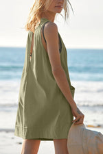 Lovelet Round Neck Sleeveless Romper with Pockets - Ladyez