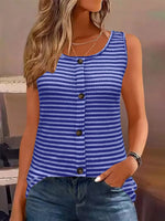 Striped Round Neck Tank Top - Ladyez