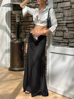 Collared Neck Long Sleeve Cropped Shirt
