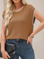 Contrast Trim Boxy Fit Sweater Vest