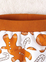 Children's Gingerbread Man Print Long Sleeve Outfit Set
