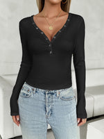 Devine V-Neck Long Sleeve T-Shirt - Ladyez