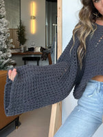 Openwork Batwing Sleeve Sweater