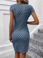 Printed Round Neck Cap Sleeve Dress - Ladyez