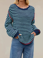 Slit Striped Oversized Sweater