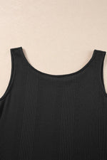 Color Ribbed Ruffle Tank Top and Pants Set