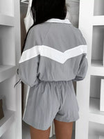 Zip Up Long Sleeve Outerwear and Shorts Set