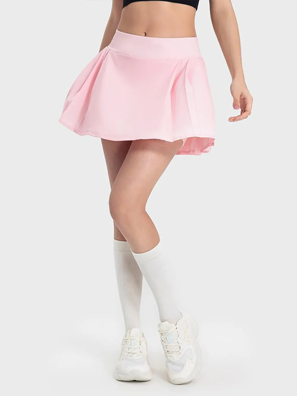 Millennia Pleated Detail Mid-Rise Waist Active Skirt - Ladyez
